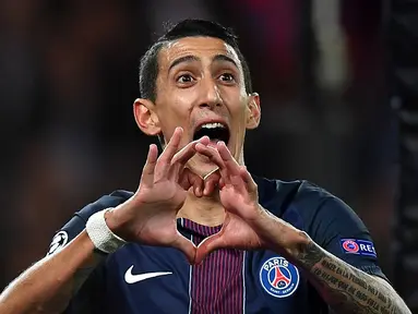Paris Saint-Germain tekuk Basel tiga gol tanpa balas dalam laga lanjutan Grup A Liga Champions di Stadion Parc Des Princes, Paris, Kamis (20/10/2016) dini hari WIB. Angel Di Maria sumbang gol. (AFP/Franck Fife)