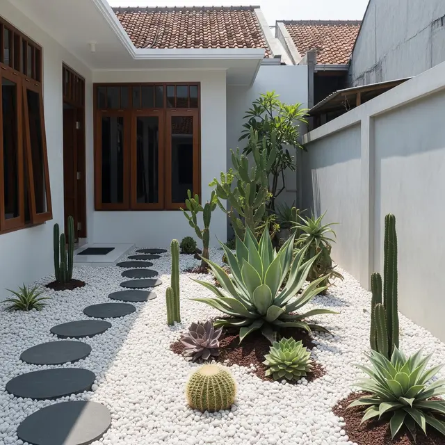 6 Taman Kering dengan Batu Koral Putih, Halaman Rumah Minimalis