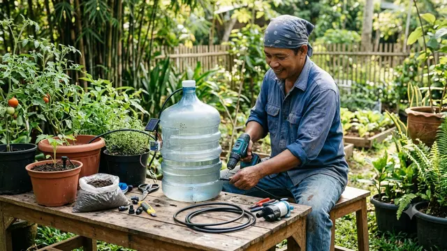 Cara Membuat Alat Penyiram Tanaman Otomatis dari Galon Bekas/AI Generated
