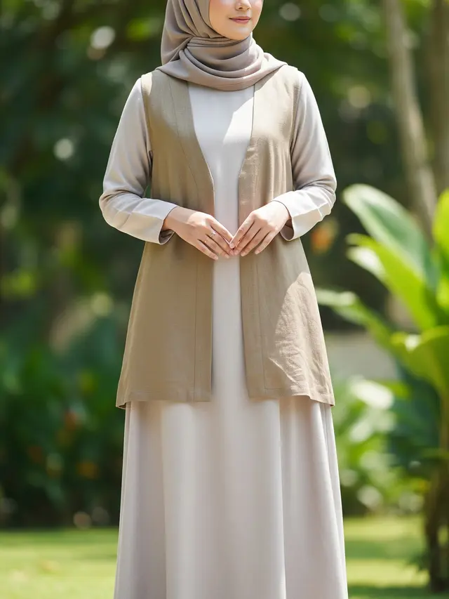 9 Model Gamis Rompi Lepas Tren Lebaran 2026, Tampil Modis di Hari Raya