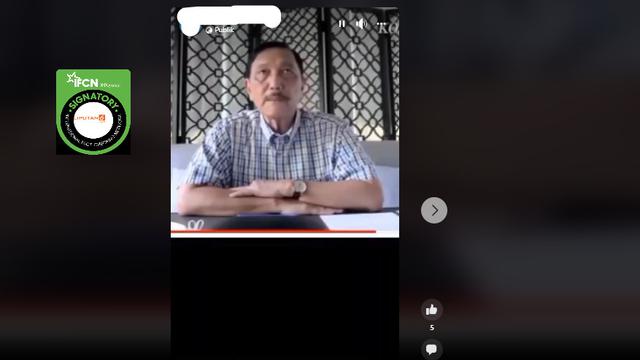 Tangkapan layar klaim video Menko Luhut perintahkan Kabareskrim usut pembunuhan Brigadir J