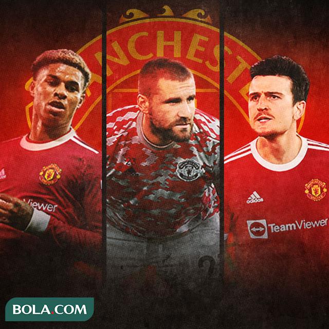 Ilustrasi - Marcus Rashford, Luke Shaw, Harry Maguire