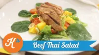 Untuk Anda yang suka dengan masakan bercita rasa segar, asam, dan pedas yuk intip resep Thai Beef Salad dari Farah Quinn berikut ini.