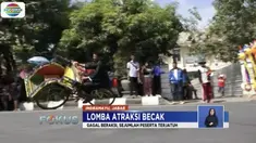 Memperingati hari jadi Kabupaten Indramayu ke-491, sejumlah tukang becak ikut serta dalam lomba atraksi becak.