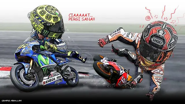 rossi tendang marquez