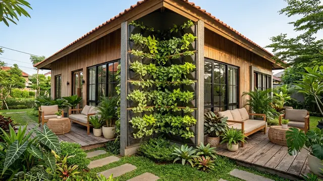 Kebun Sirih Gading Vertikal di Dinding Samping Rumah (AI Generated)