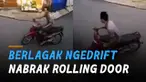 Rekaman CCTV memperlihatkan aksi seorang pria ngedrift pakai motor namun tidak berhasil.