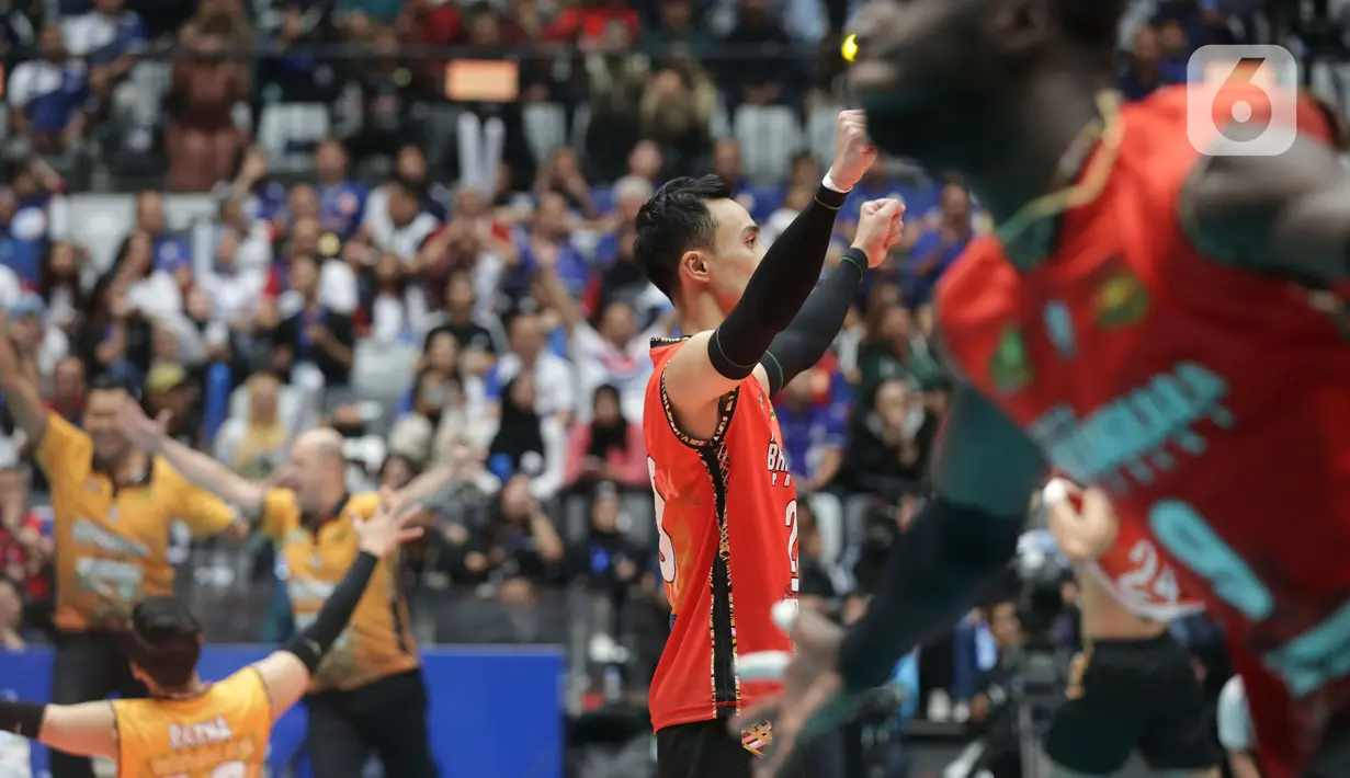Kemenangan Jakarta Bhayangkara Presisi membalas kekalahan tahun 2022 dan 2023 di laga final dari Lavani. (Liputan6.com/Helmi Fithriansyah)