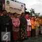 Pembacaan sumpah saat pelantikan anggota PPK dan PPS di Plaza Serangan Umum Satu Maret,Yogyakarta, Rabu (20/7). KPUD Kota Yogyakarta melantik PPK dan PPS untuk pelaksanaan Pilkada Walikota Yogyakarta 2017. (Liputan6.com/Boy Harjanto)