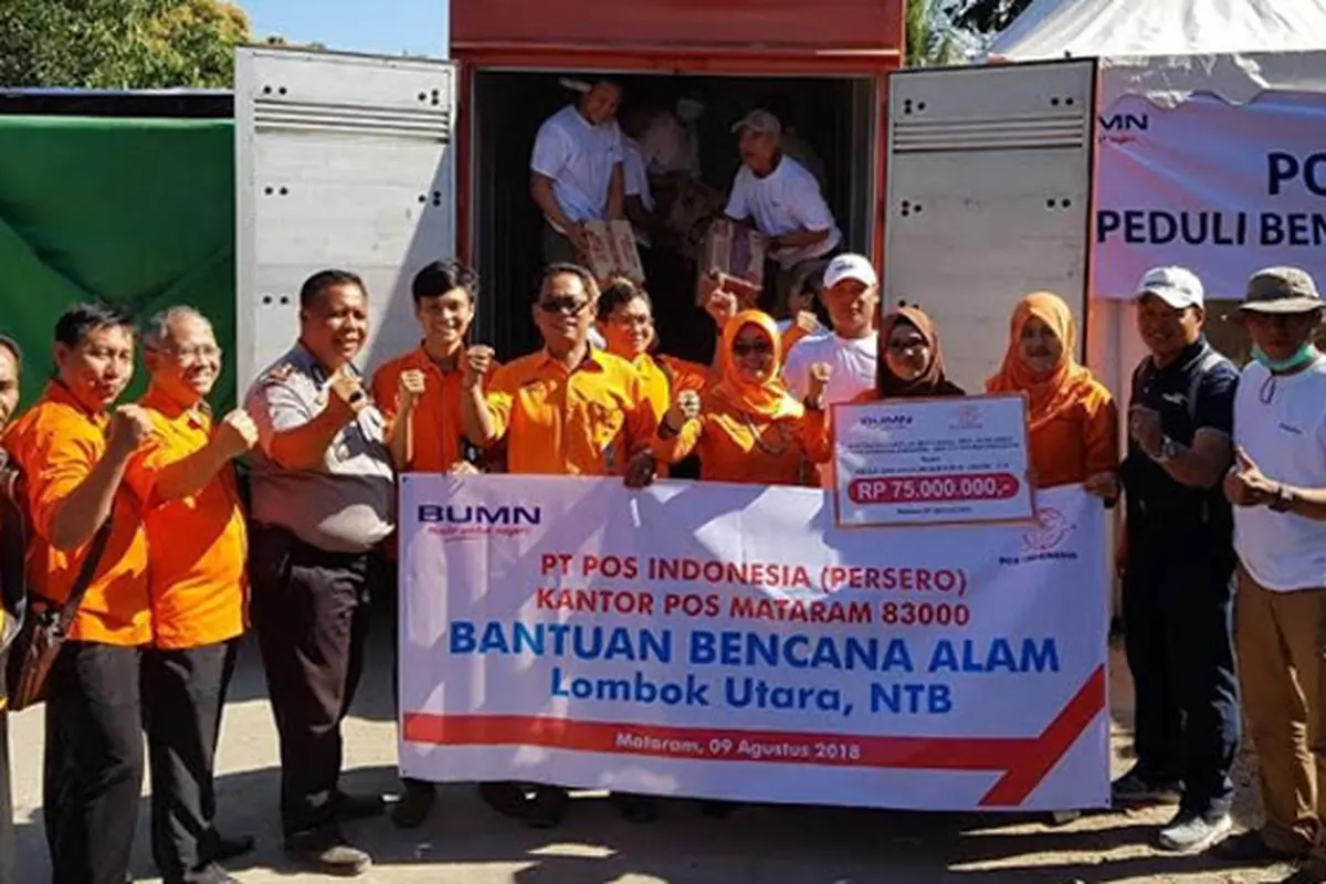 Peduli Korban Gempa Lombok, Pos Indonesia Saluran Paket Logistik dan Bantuan