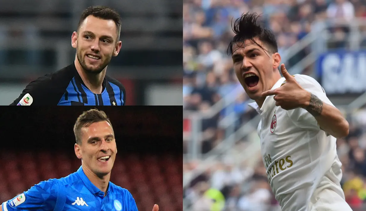 Berikut 11 pemain dengan penampilan terbaik di Serie A Italia sejak transfer musim dingin 2019 dengan menggunakan formasi 3-4-3. Sumber: Opta Data (Kolase Foto AFP)