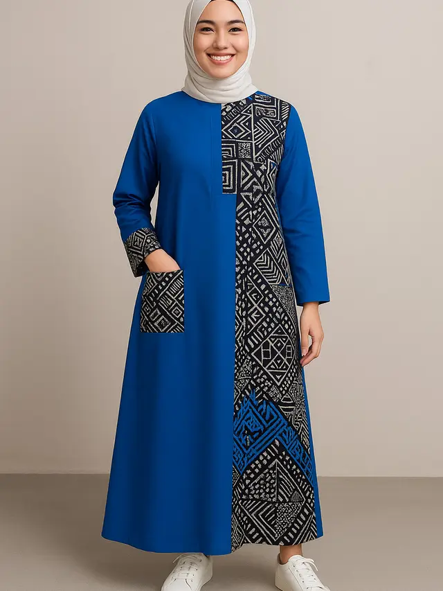 Gamis Batik Kombinasi Warna Bold Kontras/Ilustrasi ChatGPT