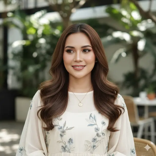 Model Rambut Wanita Panjang Bergelombang (Foto: Gemini AI)