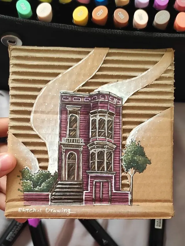 Pria Ini Desain Gedung di Kardus Agar Tampilkan Efek 3D, 7 Hasilnya Mengagumkan