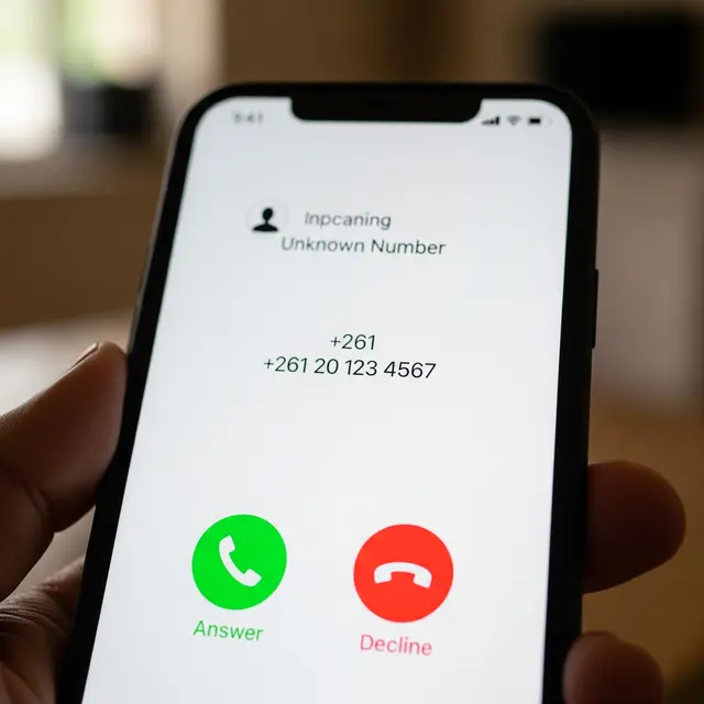 Menerima Telepon dari Kode Nomor Telepon +261 (Madagaskar)/ AI Generated
