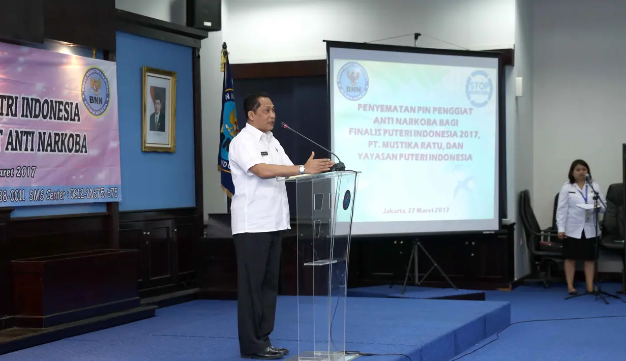 "Sebagai kepala BNN, saya berharap dari kegiatan ini bahwa ini duta anti narkoba dan menjadi figur untuk menjembatani kami dari BNN untuk ikut menyuarakan anti narkoba di wilayah masing-masing," ucap Budi Waseso. (Nurwahyunan/Bintang.com)