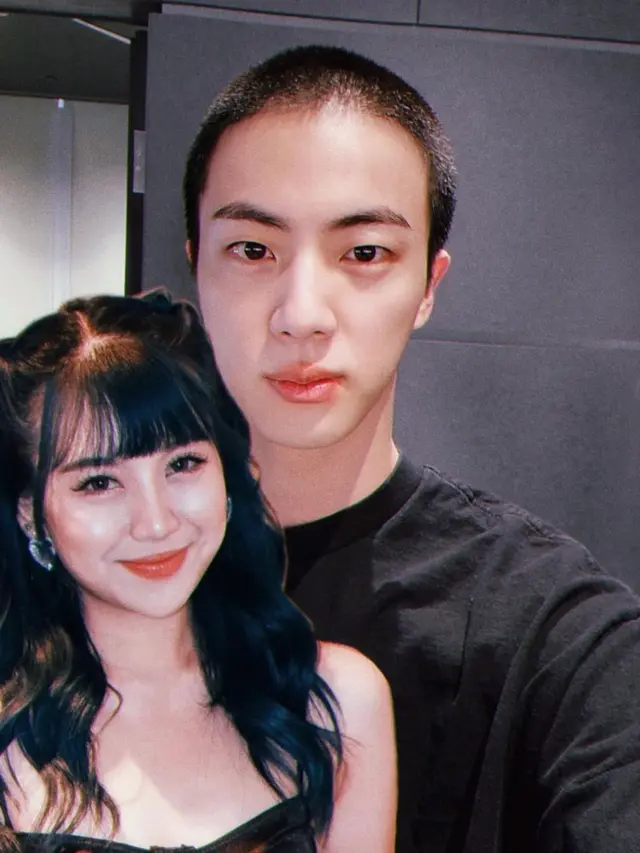 6 Editan Foto Ghea Indrawari Bareng Jin BTS, Tak Ragu Sebut 'Suami'