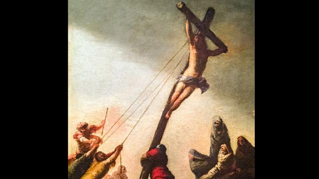 Penggambaran Pemasangan Salib, oleh Sebastiano Mazzoni, abad ke-17, Ca' Rezzonico (Wikipedia/Public Domain)