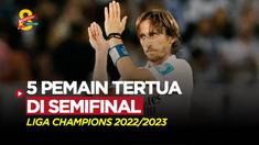 Berita Motion grafis pemain-pemain veteran yang masih bermain di semifinal Liga Champions 2022/2023. Salah satunya gelandang andalan milik Real Madrid, Luka Modric.