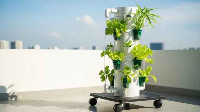Desain Kebun Mini Portable dengan Rak Roda
