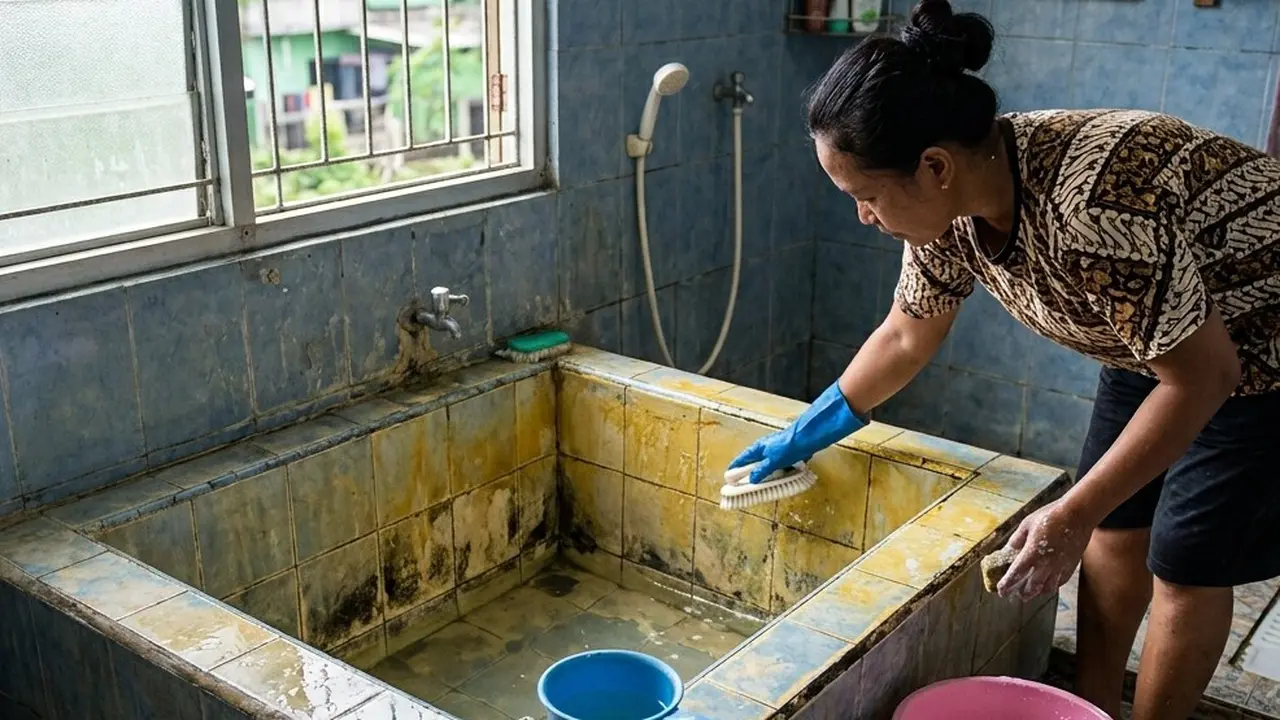 Cara Membersihkan Bak Mandi Menguning (AI Generated)