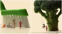 Hasil karya diorama unik dari benda di kehidupan sehari-hari ala seniman Jepang, Tanaka. (Bored Panda)