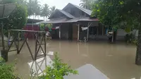 Rumah-rumah di Desa Sambo, Kabupaten Sigi terendam banjir akibat luapan sungai usai hujan deras, Senin (8/5/2023). (Foto: BPBD Sulteng)