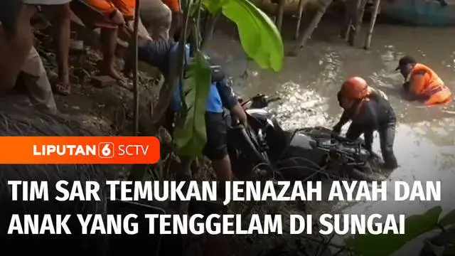 Tepat dua hari pencarian, tim Basarnas Surabaya akhirnya menemukan jenazah ayah dan anak yang tewas akibat tenggelam di Sungai Kalimas, Sidoarjo, Jawa Timur.