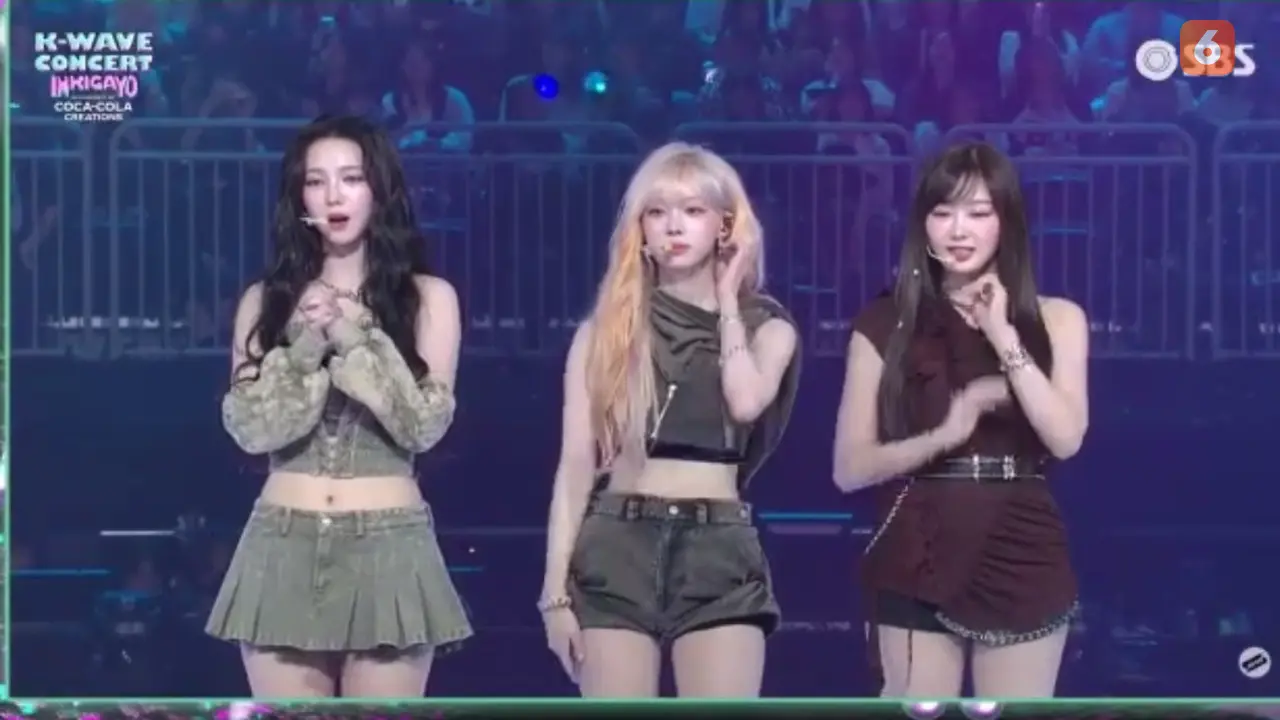 Aespa Beri Penampilan Memukau di K-Wave Concert Inkigayo Meski Hanya Bertiga Tanpa Ningning yang Absen Karena Kelelahan (Foto: Tangkapan Layar Nonton Bareng Coca-Cola Indonesia)