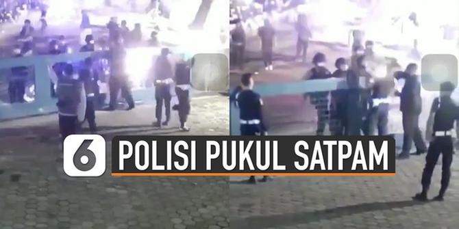 VIDEO: Viral Oknum Polisi Pukul Satpam Kampus Saat Demo Omnibus Law