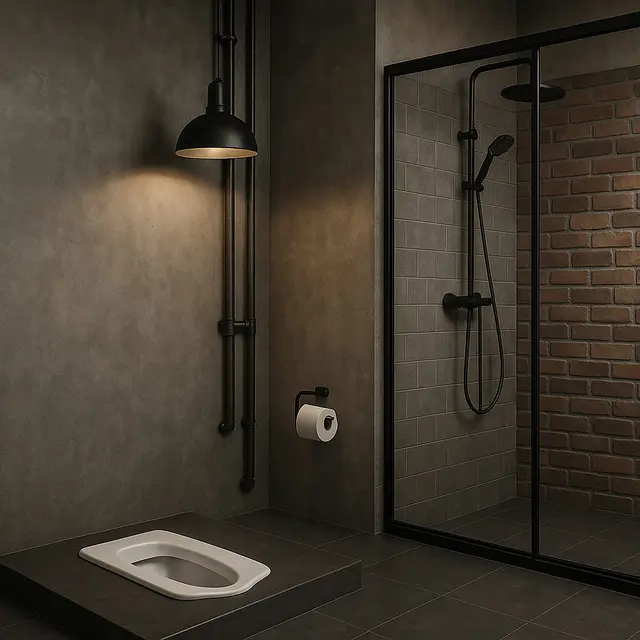 Model Kamar Mandi Kloset Jongkok Dengan Sekat Shower/Ilustrasi AI