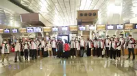 Rombongan tim bulu tangkis Indonesia untuk Olimpiade 2020 Tokyo. (Dok PBSI)