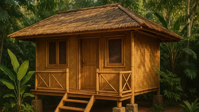 Rumah Kecil Sederhana dari Bambu Gaya Sunda