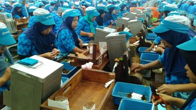 Semangat ribuan pekerja PT Djarum melinting, merapikan, dan mengepak jutaan batang rokok. (Fiki/Liputan6.com)