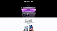iPhone 14 dan iPhone 14 Pro sudah dipajang di situs Apple Indonesia (Tangkapan layar situs Apple ID)