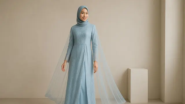 Rekomendasi Gamis Brokat Belah Samping yang Sedang Tren di 2025/Ilustrasi gambar oleh AI