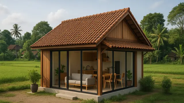 Model Rumah 6x9 di Kampung Tampak Mewah Tapi Murah/Ilustrasi oleh AI