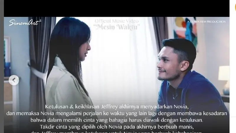 Alisia Rininta dan Randy Pangalila duet nyanyikan lagu Mesin Waktu OST Takdir Cinta yang Kupilih (Foto: Instagram @sinemart_ph)