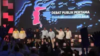 Debat Pilkada Sulsel 2018 yang berlangsung di Makassar, Sulawesi Selatan, Rabu (28/3/2018) malam. (Liputan6.com/Eka Hakim)