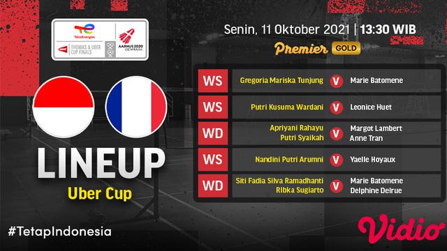 Sedan Berlangsung, Link Live Streaming Indonesia vs Prancis Piala Uber 2020 di Vidio