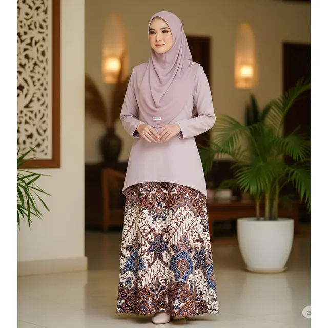 Dress Batik Polos di Badan, Motif di Rok