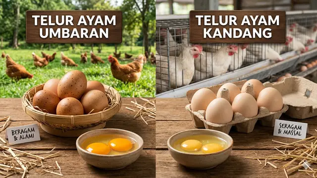 Telur dari Ayam Umbaran vs Ayam Kandang Lebih Sehat Mana? (Sumber: Gemini)