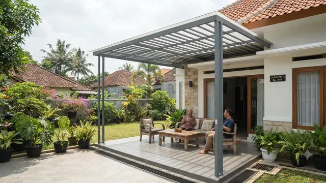 Pergola Baja Tipis yang Sedang Tren Model Datar