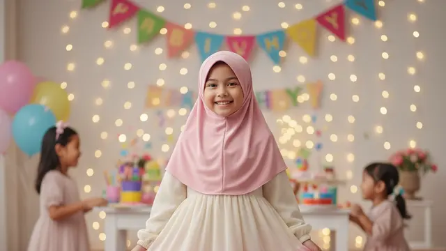 Dress Layered atau Tiered untuk Anak Berhijab