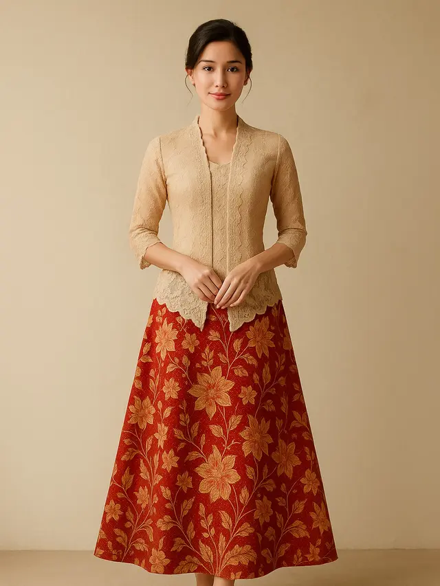 Dress Kebaya Rok Batik A-Line Tema Hari Kemerdekaan