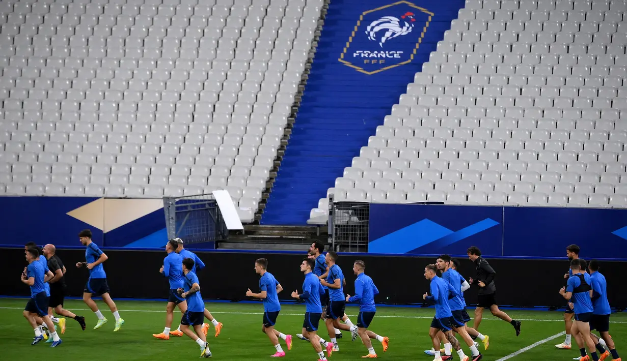 Yunani akan melawan Prancis pada pertandingan lanjutan grup B kualifikasi Euro 2024. (AFP/Franck Fife)