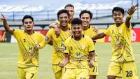 Bayu Pradana menyumbang satu dari tiga gol kemenangan Barito Putera atas Persipura pada pekan ke-25 BRI Liga 1 di Stadion Kapten I Wayan Dipta Gianyar, Bali, Senin (14/2/2022). (Bola.com/Gatot Susetyo)