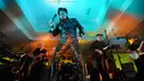 Aksi Simon Patrick saat menirukan gaya Elvis Presley pada Festival Elvis Skotlandia yang digelar pertama kali di Grangemouth, 8 April 2016. Acara ini memikat penonton yang ingin menyaksikan aksi kontestan mirip Elvis Presley. (Andy Buchanan/AFP)