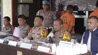 Ungkap kasus perampokan disertai pembunuhan bos ruko di Mapolres Lampung Tengah. Foto : (Istimewa).