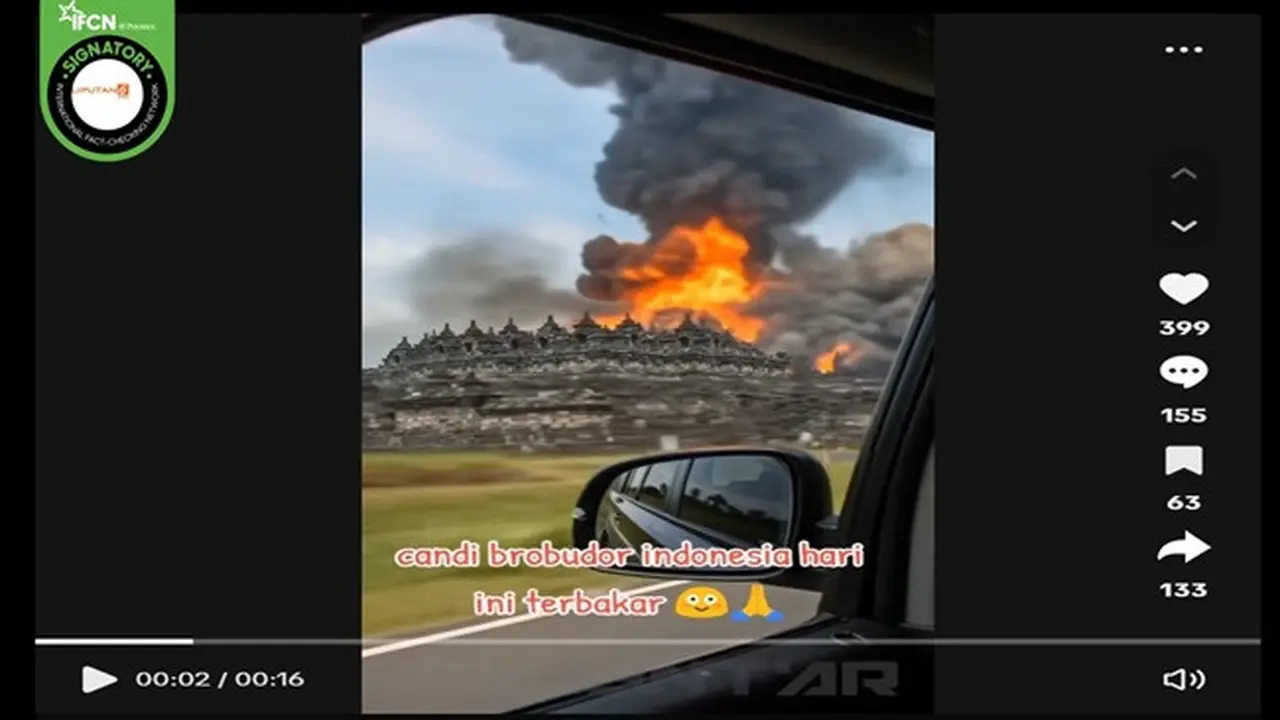 Gambar tangkapan layar video yang diklaim Candi Borobudur, Magelang, Jawa Tengah pada 3 Juni 2025. (sumber: Facebook)